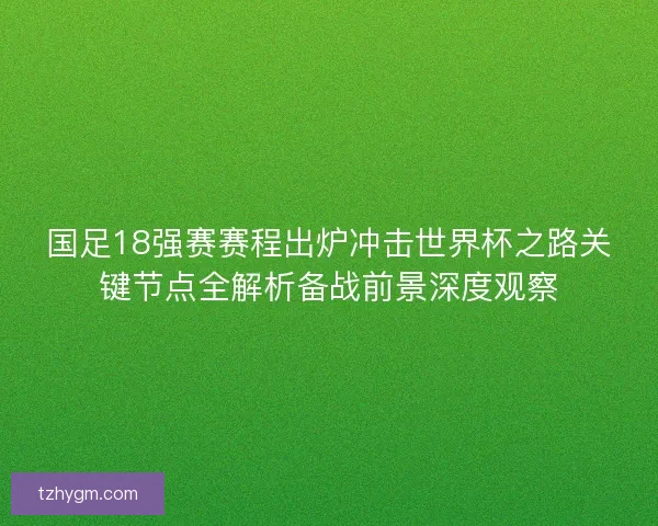 国足18强赛赛程出炉冲击世界杯之路关键节点全解析备战前景深度观察