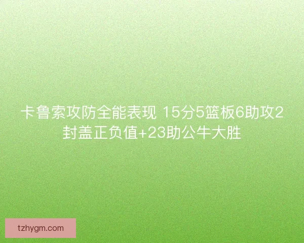卡鲁索攻防全能表现 15分5篮板6助攻2封盖正负值+23助公牛大胜