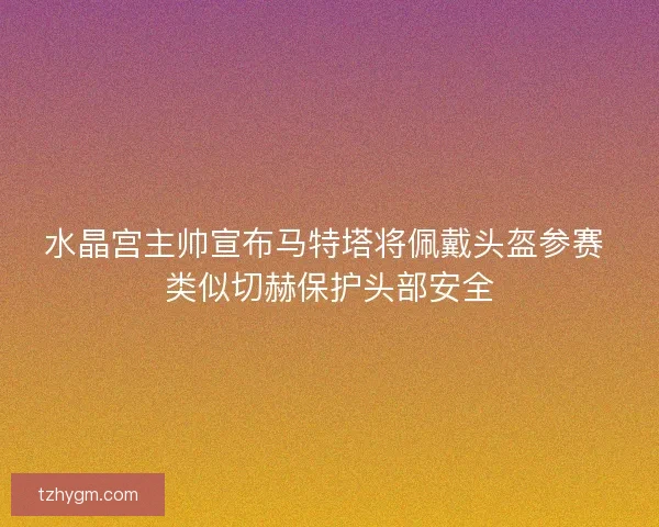 水晶宫主帅宣布马特塔将佩戴头盔参赛 类似切赫保护头部安全