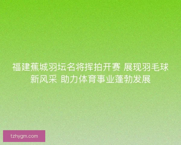 福建蕉城羽坛名将挥拍开赛 展现羽毛球新风采 助力体育事业蓬勃发展